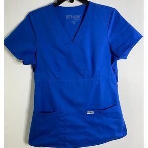Greys Anatomy By Barco Blue Scrub Top Size Small‎ Women Short Sleeves